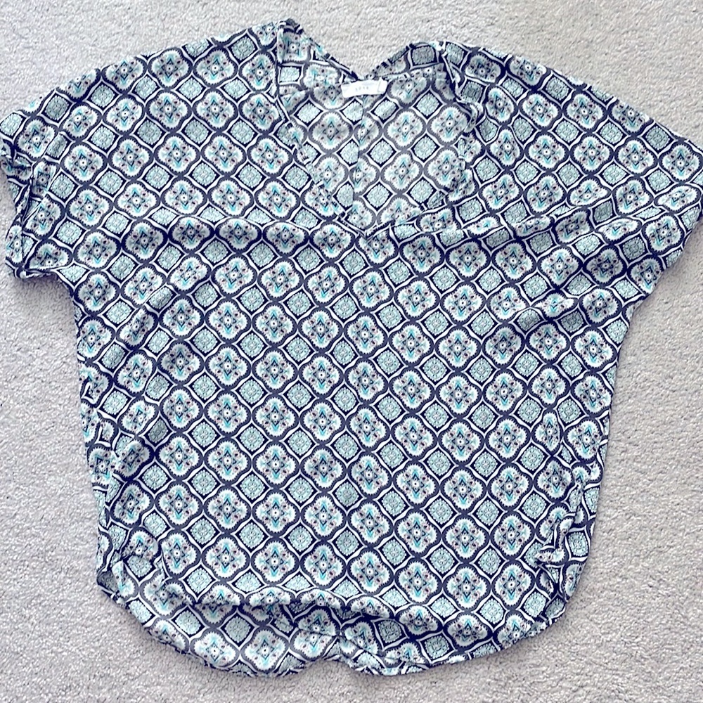 Lush Drapey Womens Top with Rolled Dolman Short Sleeves